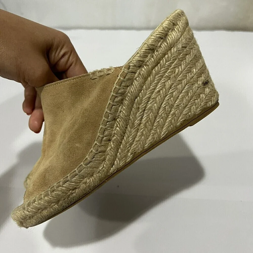 Soludos Mule Women’s open toe wedge‎ espadrilles  Slip on Cream Size US 7